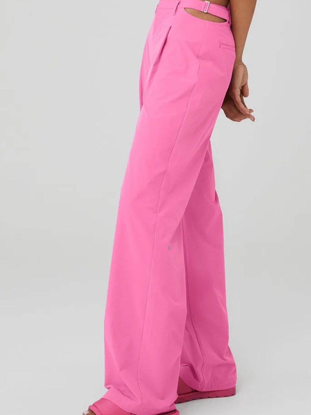 Alo Yoga Mid-Rise Showdown Trouser Paradise Pink S NWT Wide Leg Cutout - Picture 3 of 12